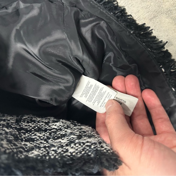 J Crew Tweed Zip Up Moto Jacket Black Fringed Size 8 - Picture 8 of 9